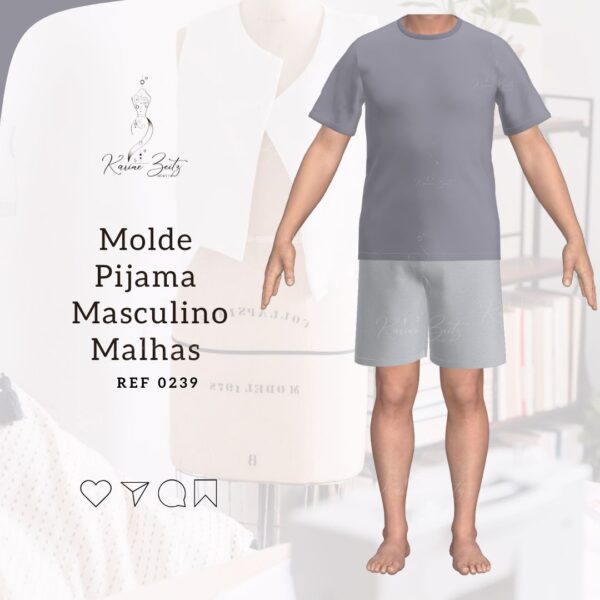 Molde Pijama MASC Tradicional para malha - Ref 0239