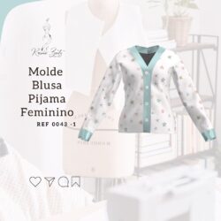 Molde Blusa Pijama Feminino Manga Longa P ao GG - Ref 0043-1