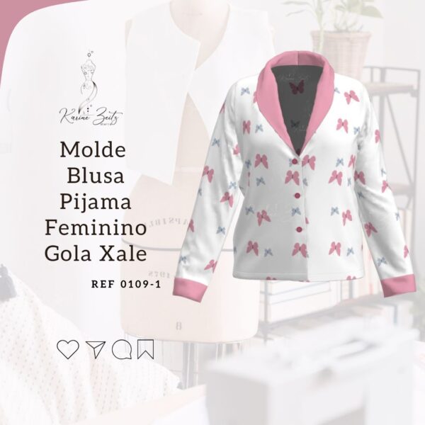 Molde Blusa Pijama Gola Xale P ao GG - Ref 0109-1