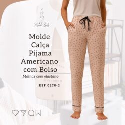 Molde Calça estilo Americana com Bolsos Malhas com Elastano P ao GG - Ref 0268-2