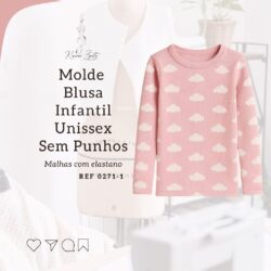 Molde Blusa infantil unissex ajustado malhas com elastano 02 ao 14 Unissex - Ref 0271-1