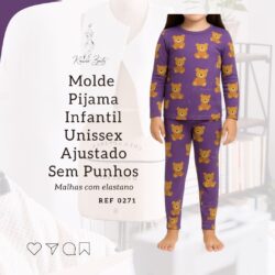 Molde Pijama Infantil Unissex Ajustado s/ punhos para Malhas com elastano - Ref 0271