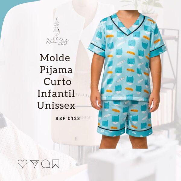 Molde Pijama Infantil Curto Decote V Unissex - Ref 0123