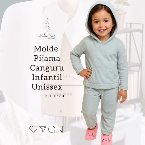 Molde Pijama Infantil Unissex Bolso Canguru- Ref 0133