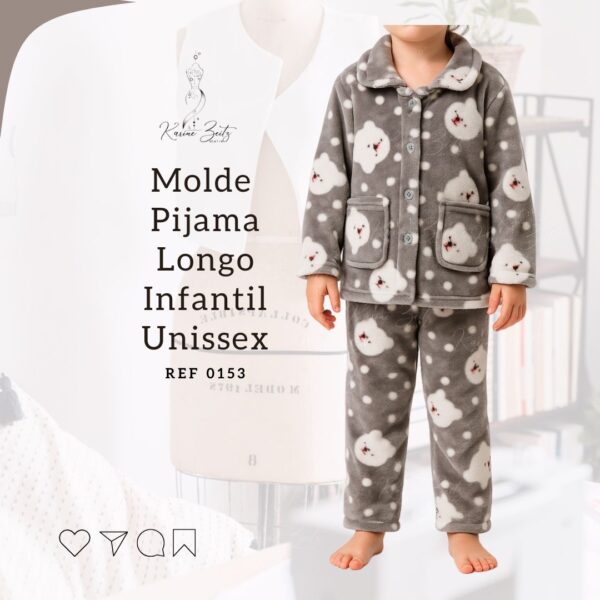 Molde Pijama Infantil Unissex com Gola - Ref 0153