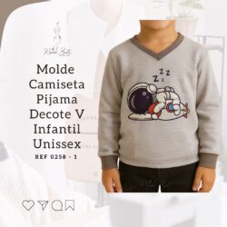 Molde Camiseta Malha decote V Infantil Unissex - Ref 0258-1