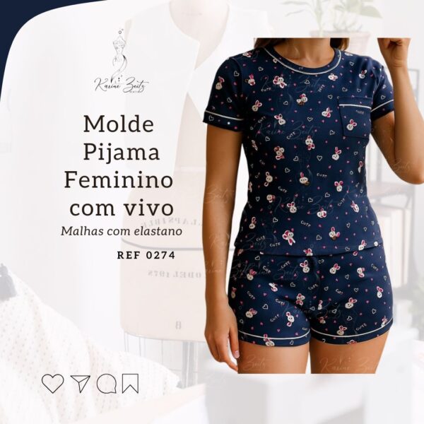 Molde Pijama para malha com elastano com vivo - Ref 0274