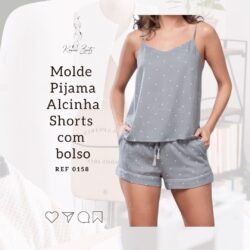 Molde Pijama alcinha shorts com bolsos - Ref 0158