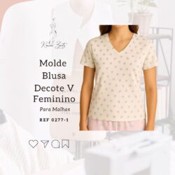 Molde Blusa Malha decote V Feminino - Ref 0277-1