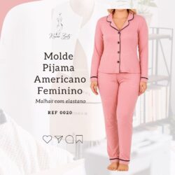 Molde Pijama Americano Longo Feminino Malha com elastano - Ref 0020