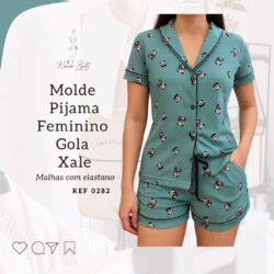 Molde Pijama Curto Gola Xale Malhas com elastano - Ref 0282