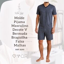 Molde Pijama MASC Tradicional para malha decote V- Ref 0295