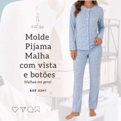 Molde Pijama Longo para malha com botões - Ref 0297