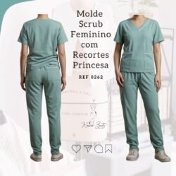 Molde Pijama Cirúrgico Scrub Feminino com recortes - Ref 0262