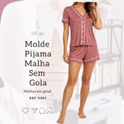 Molde Pijama Malha Sem Gola - Ref 0301